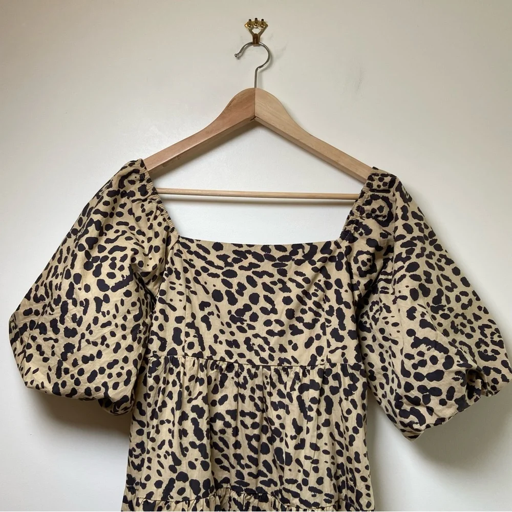 Faithfull The Brand Shamari Animal Print Tulienne Mini Dress Small Animal Print